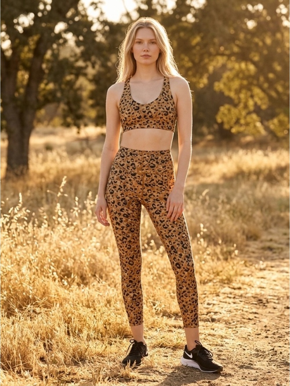Small Carbon38 Layered Leopard Printed High Rise 7/8 Leggings